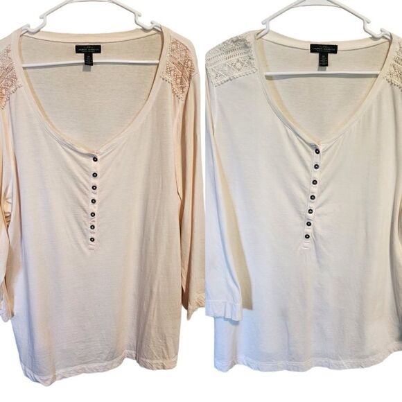 BUNDLE- Lauren Ralph Lauren- Plus Size Women Peach and Cream Long Sleeve Basics - Picture 12 of 12